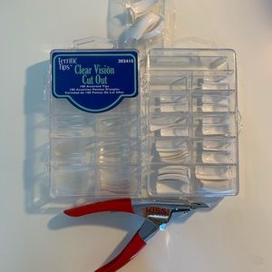 Assorted Nail Tips (Clear & White) and Clipper